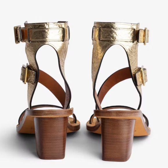 NIB Zadig & Voltaire Cecilia Caprese Sandal Gladiator Leather Gold Sz 40 - Picture 15 of 16